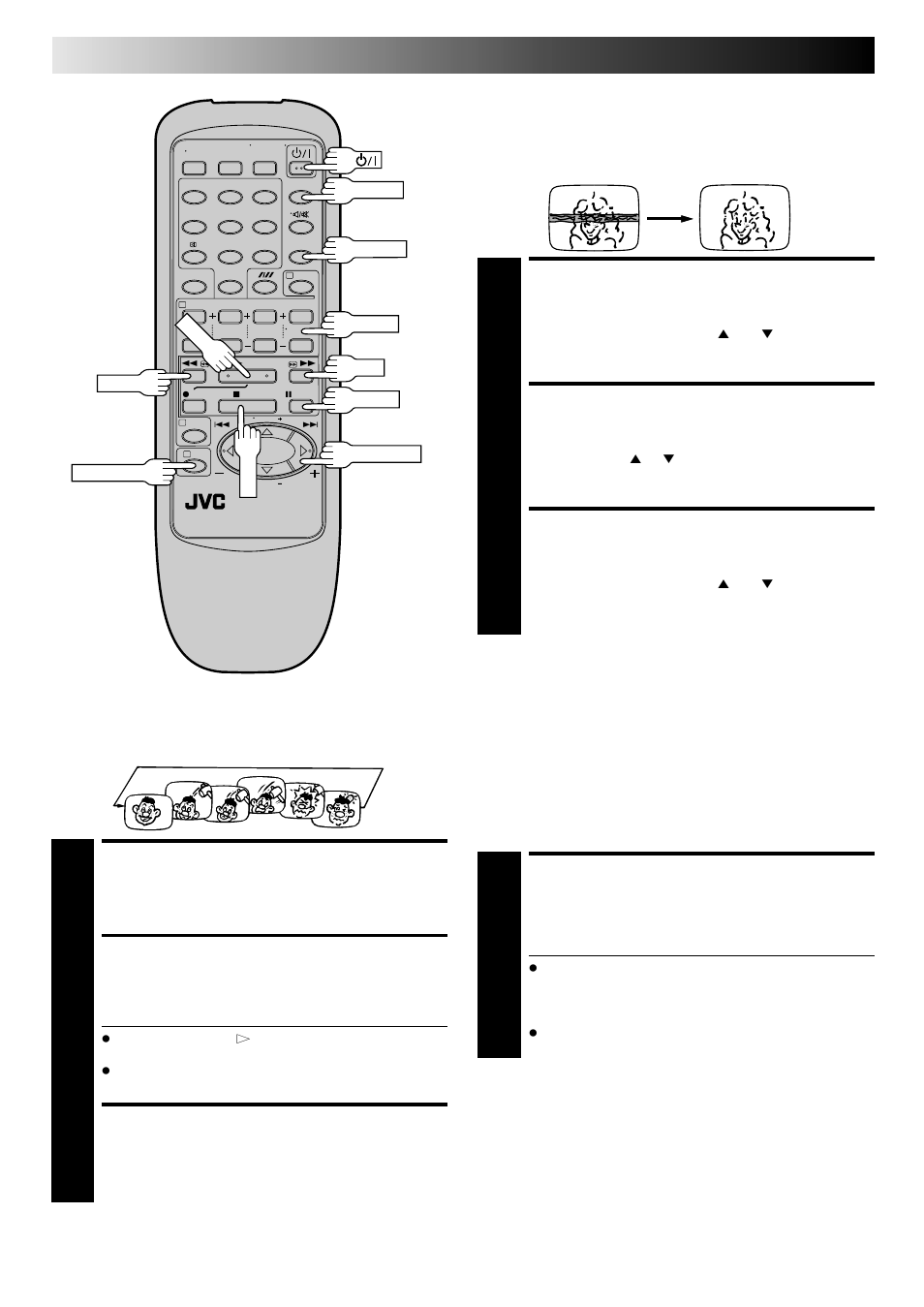 Override automatic tracking, Adjust tracking manually, Return to automatic tracking | Start playback, Activate repeat playback, Stop playback, Activate intelligent picture, Playback (cont.), Manual tracking, Repeat playback | JVC HR-J241MS User Manual | Page 12 / 34