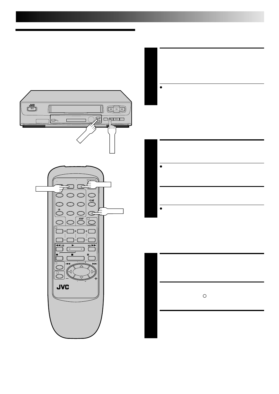 Recording features, Select channel to watch, Start recording | Engage itr mode, Set recording duration, Set counter display, Reset counter, Record one programme while watching another, Instant timer recording (itr), Elapsed recording time indication | JVC HR-J241MS User Manual | Page 15 / 34