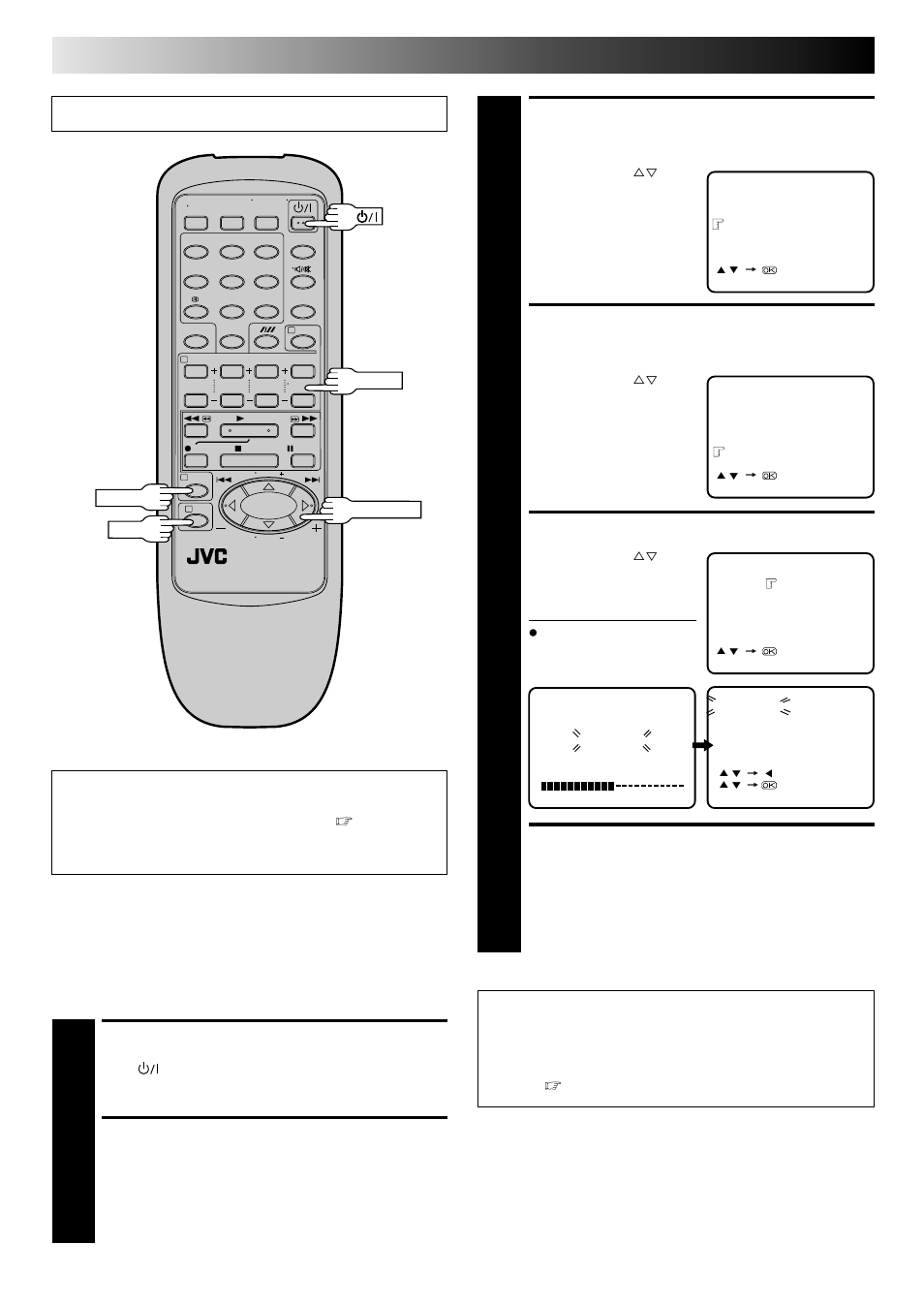 Access tuner set screen, Select auto ch set mode, Select tv system | Return to normal screen, Turn on the recorder, Access main menu screen, Tuner set, Auto channel set, Important | JVC HR-J241MS User Manual | Page 24 / 34