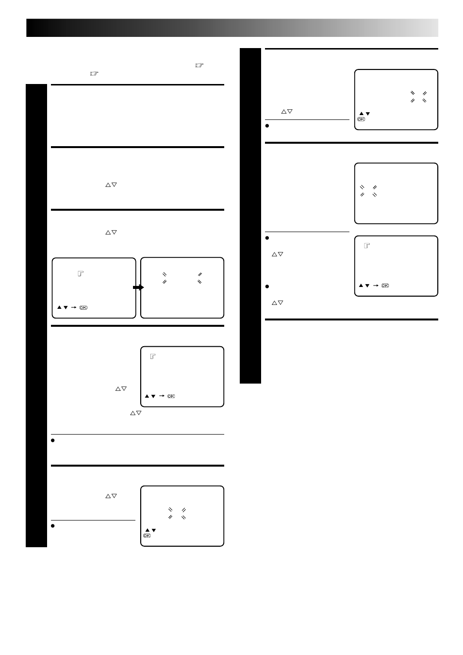 Select tv system, Select position, Return to normal screen | Access tuner set screen, Access manual ch set screen, Select band, Set desired station, Perform tuning, Manual channel set | JVC HR-J241MS User Manual | Page 25 / 34