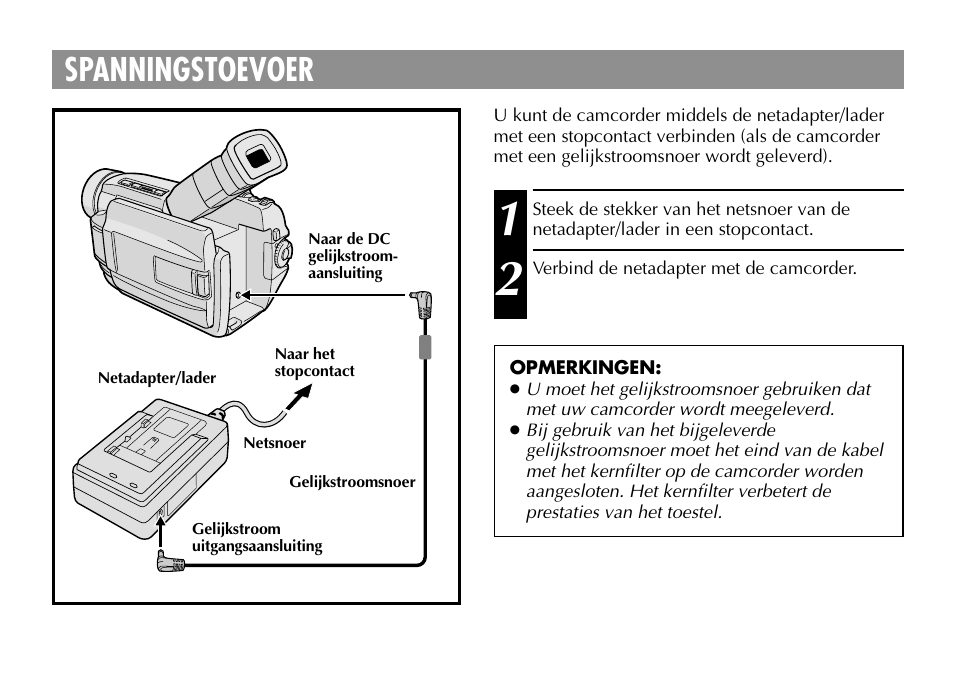 Spanningstoevoer | JVC AA-V40EG User Manual | Page 24 / 88