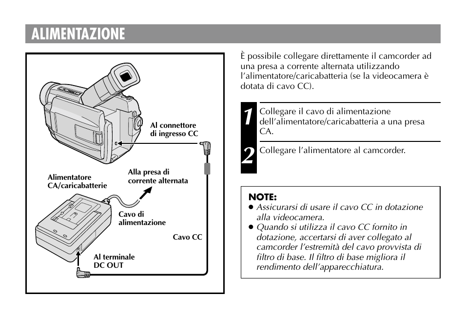 Alimentazione | JVC AA-V40EG User Manual | Page 36 / 88