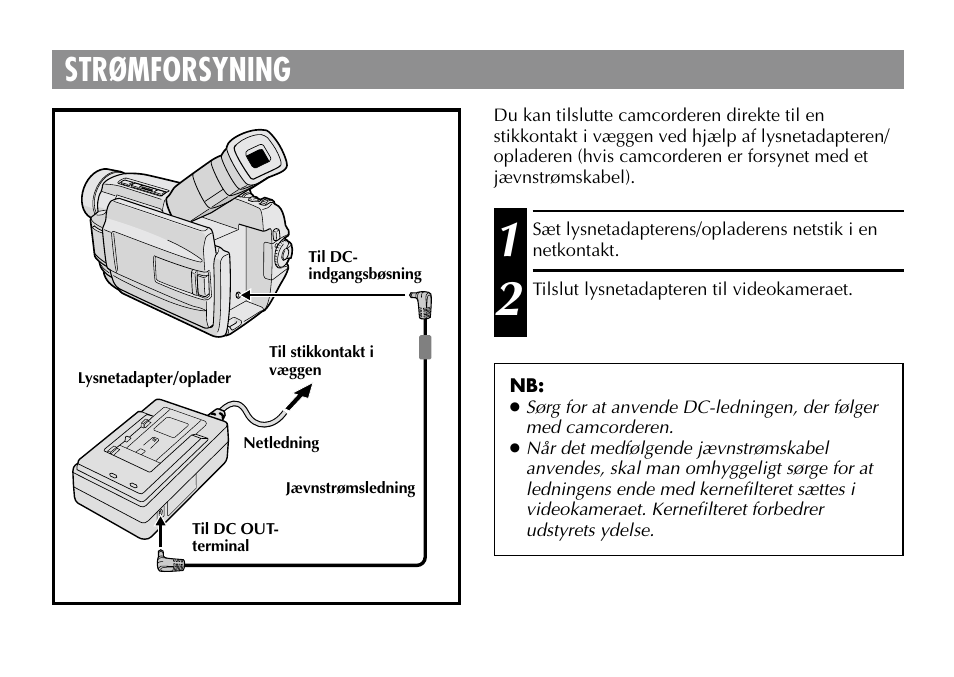 Strømforsyning | JVC AA-V40EG User Manual | Page 42 / 88