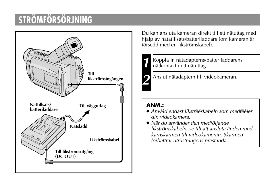 Strömförsörjning | JVC AA-V40EG User Manual | Page 54 / 88