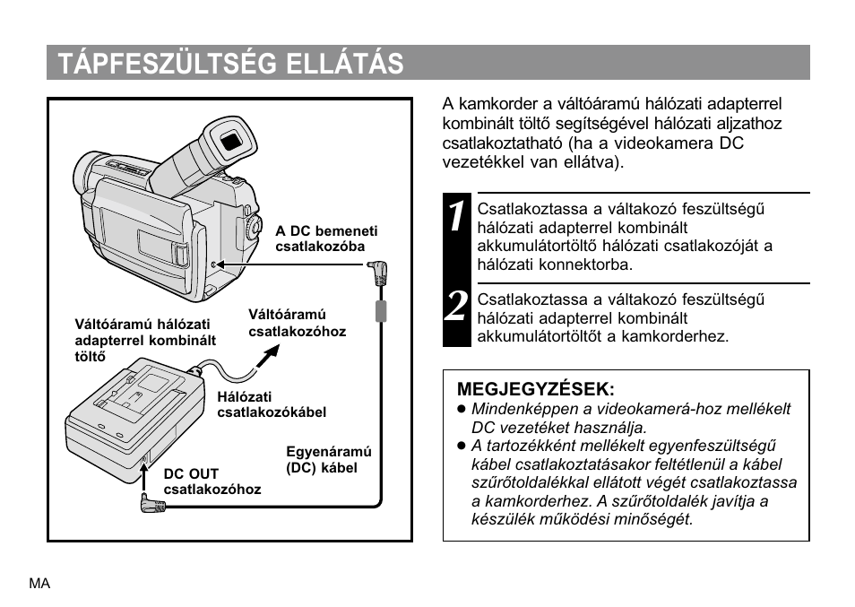 Tápfeszültség ellátás | JVC AA-V40EG User Manual | Page 86 / 88