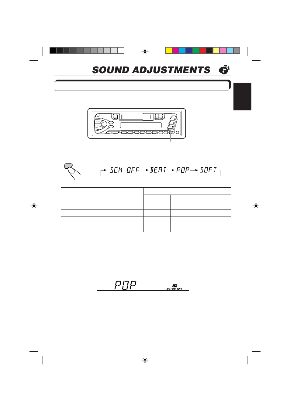 Sound adjustments, Selecting preset sound modes | JVC KS-F353R User Manual | Page 17 / 32