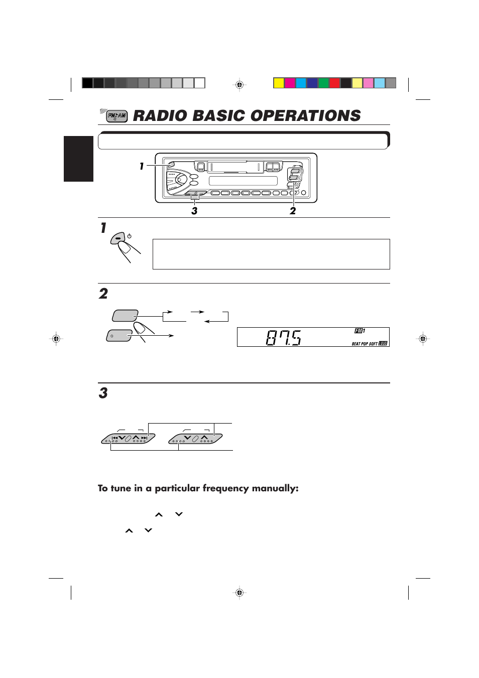 Radio basic operations, Listening to the radio, Start searching a station | JVC KS-F353R User Manual | Page 4 / 32