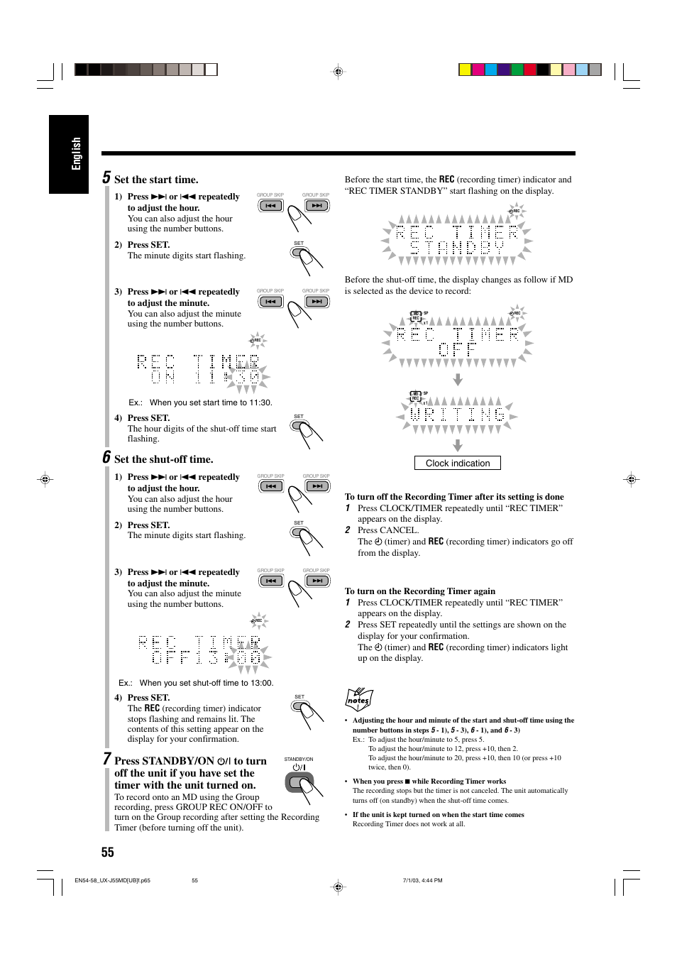 English, Set the start time, Set the shut-off time | JVC 0803AIMMDWJEM User Manual | Page 58 / 68