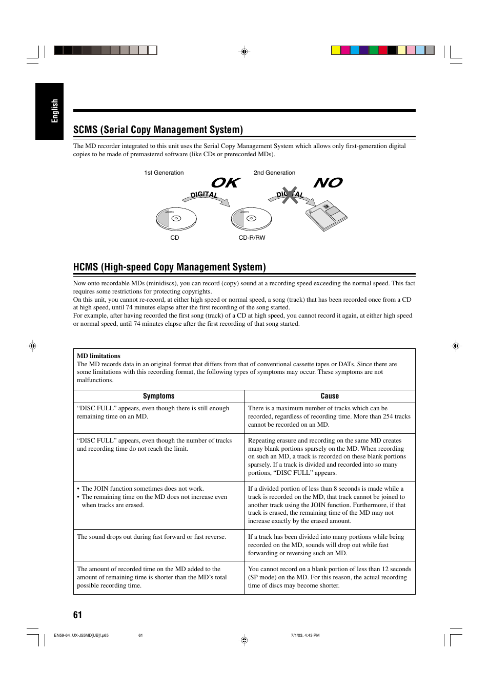 Scms (serial copy management system), Hcms (high-speed copy management system) | JVC 0803AIMMDWJEM User Manual | Page 64 / 68