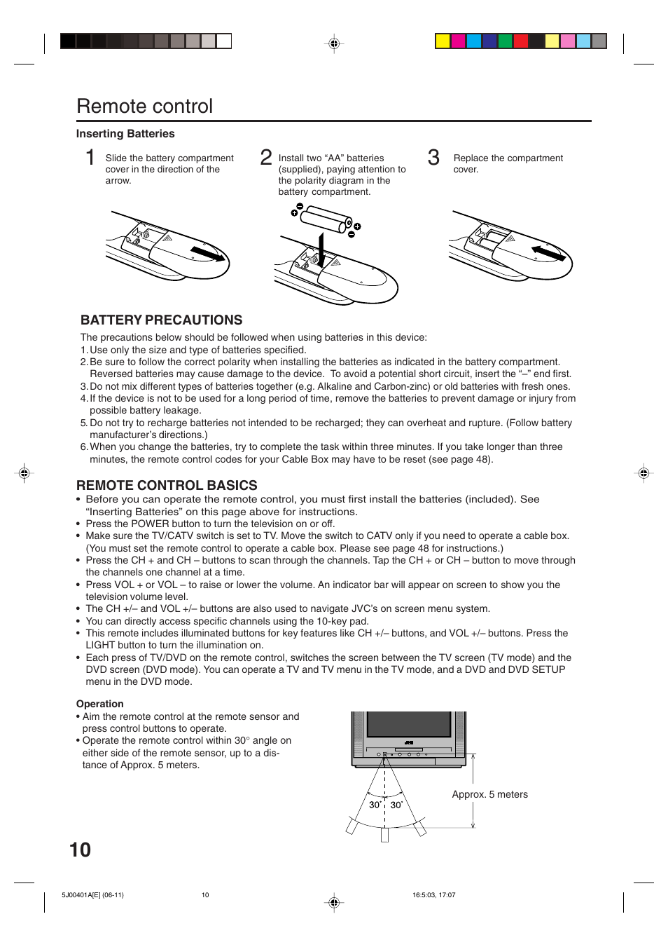 Remote control | JVC AV-20FD24 User Manual | Page 10 / 50