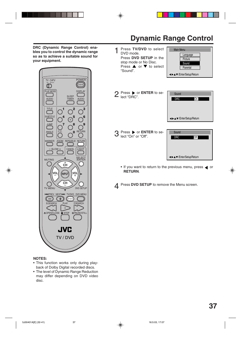 Dynamic range control | JVC AV-20FD24 User Manual | Page 37 / 50