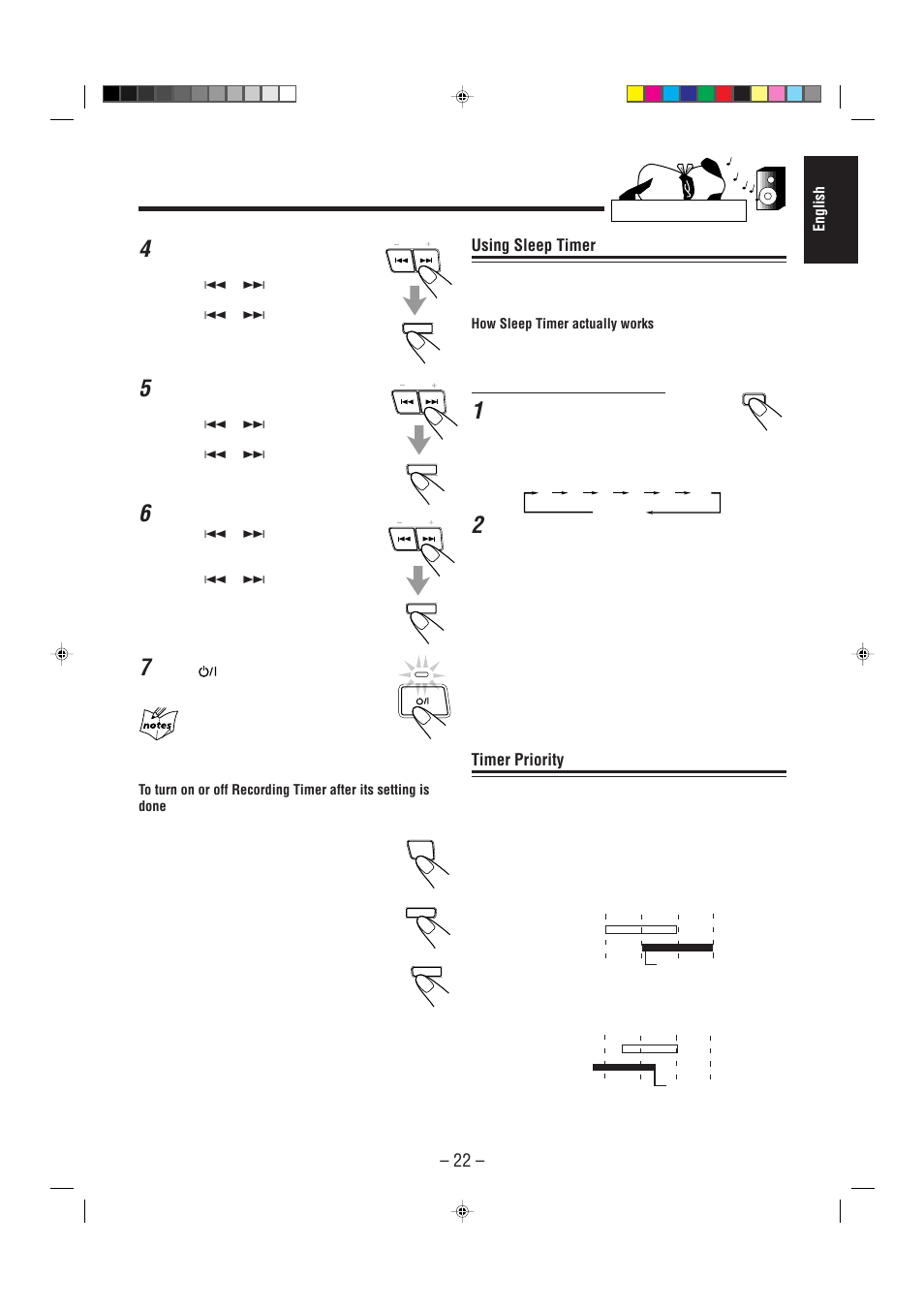 Using sleep timer, Timer priority | JVC CA-MXJ30 User Manual | Page 27 / 30