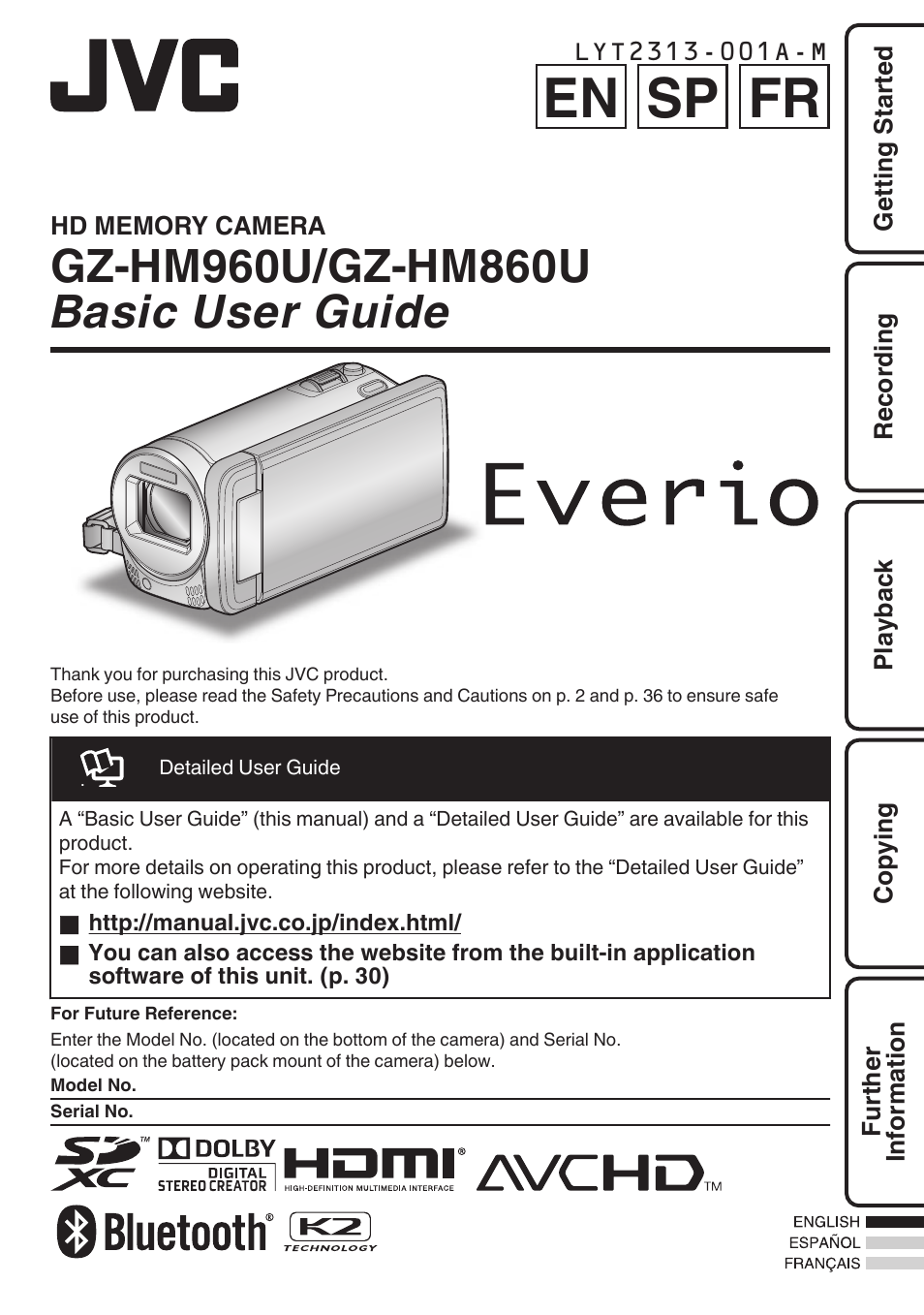 JVC EVERIO GZ-HM960U User Manual | 120 pages