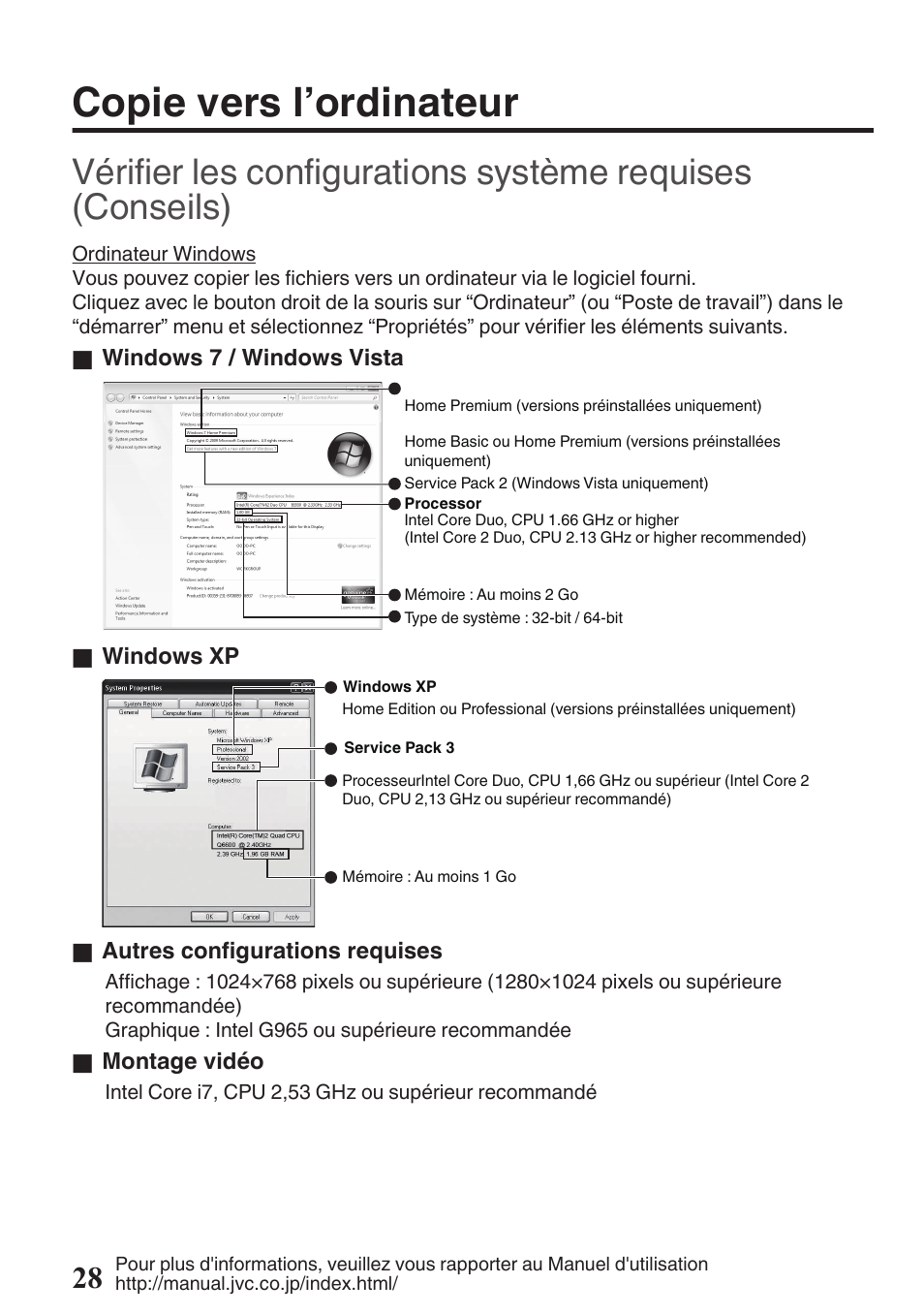 Copie vers l’ordinateur, P. 28 | JVC EVERIO GZ-HM960U User Manual | Page 108 / 120