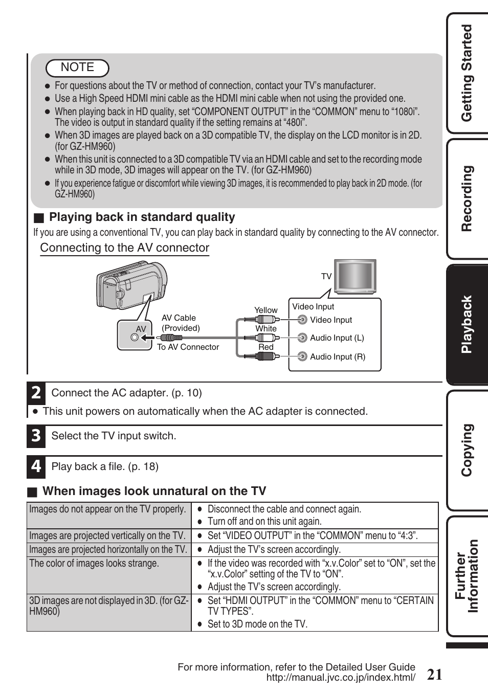 Av connector (p. 21, 26) | JVC EVERIO GZ-HM960U User Manual | Page 21 / 120