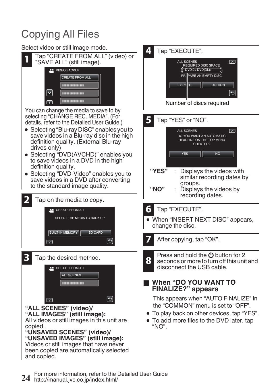 Copying all files | JVC EVERIO GZ-HM960U User Manual | Page 24 / 120