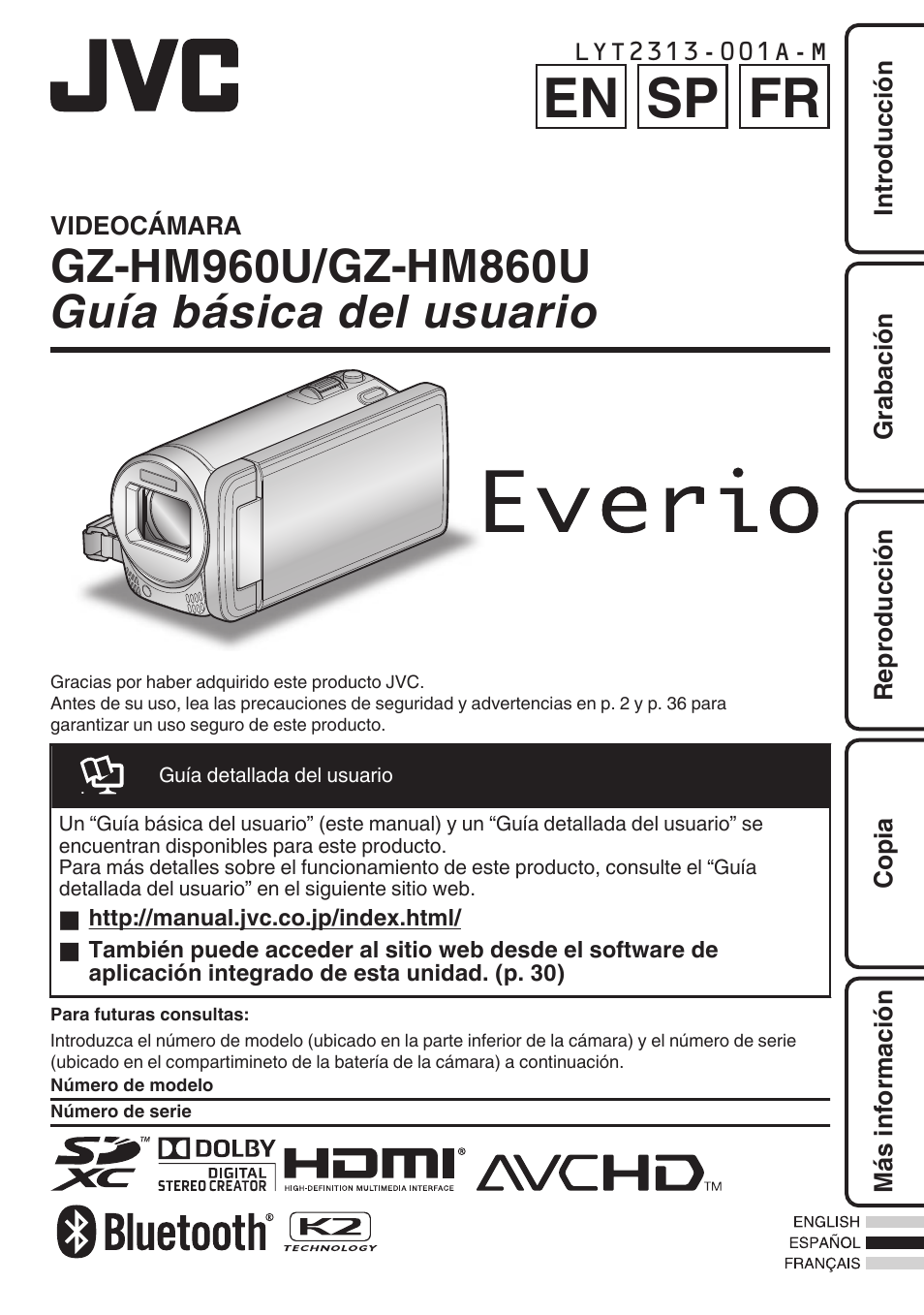 En sp fr | JVC EVERIO GZ-HM960U User Manual | Page 41 / 120