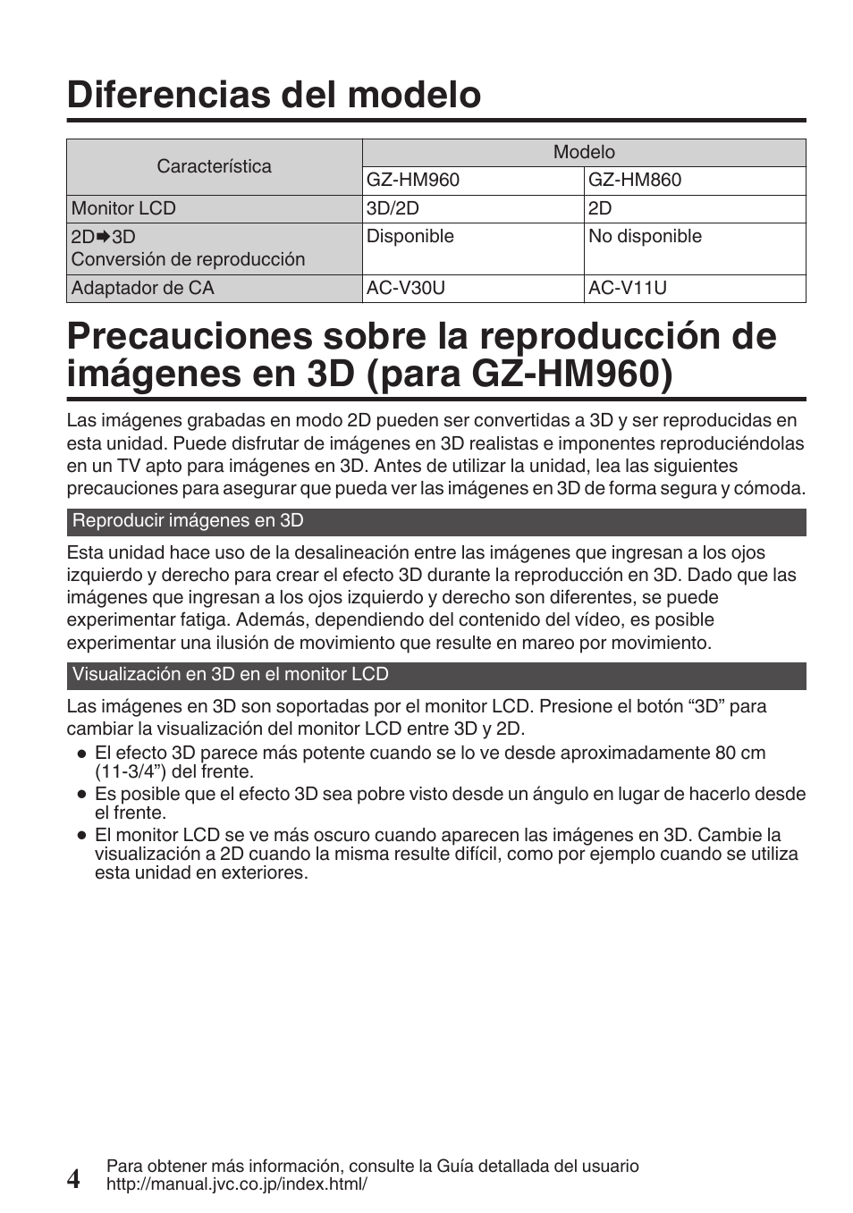 Diferencias del modelo | JVC EVERIO GZ-HM960U User Manual | Page 44 / 120