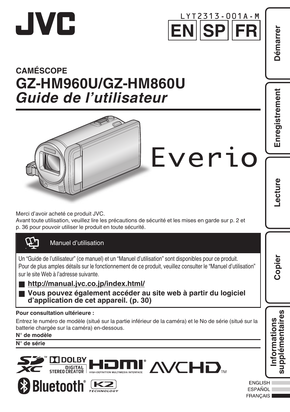 En sp fr | JVC EVERIO GZ-HM960U User Manual | Page 81 / 120