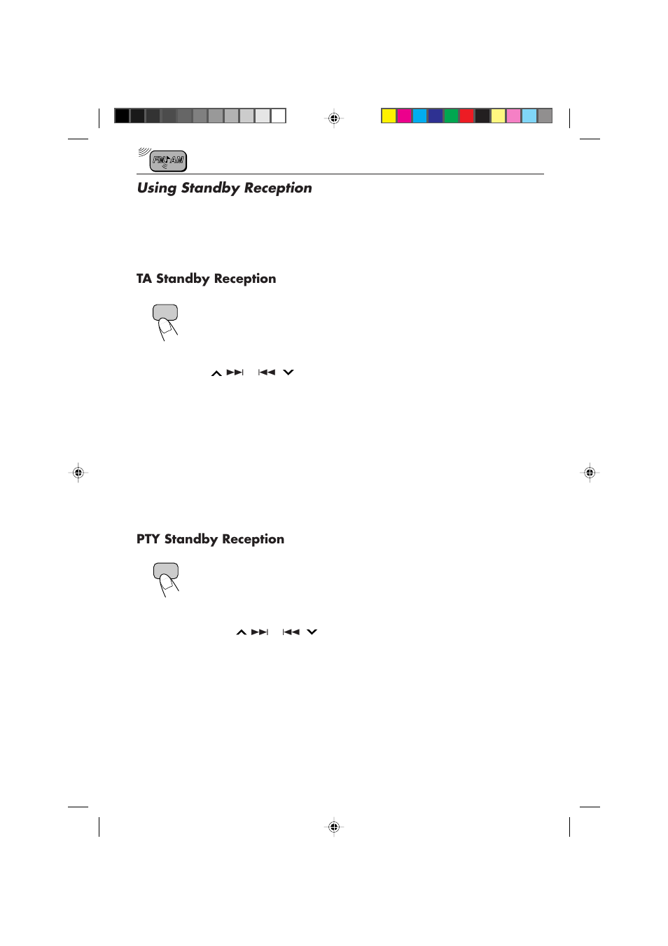 Using standby reception, Ta standby reception, Pty standby reception | JVC F540R User Manual | Page 10 / 122