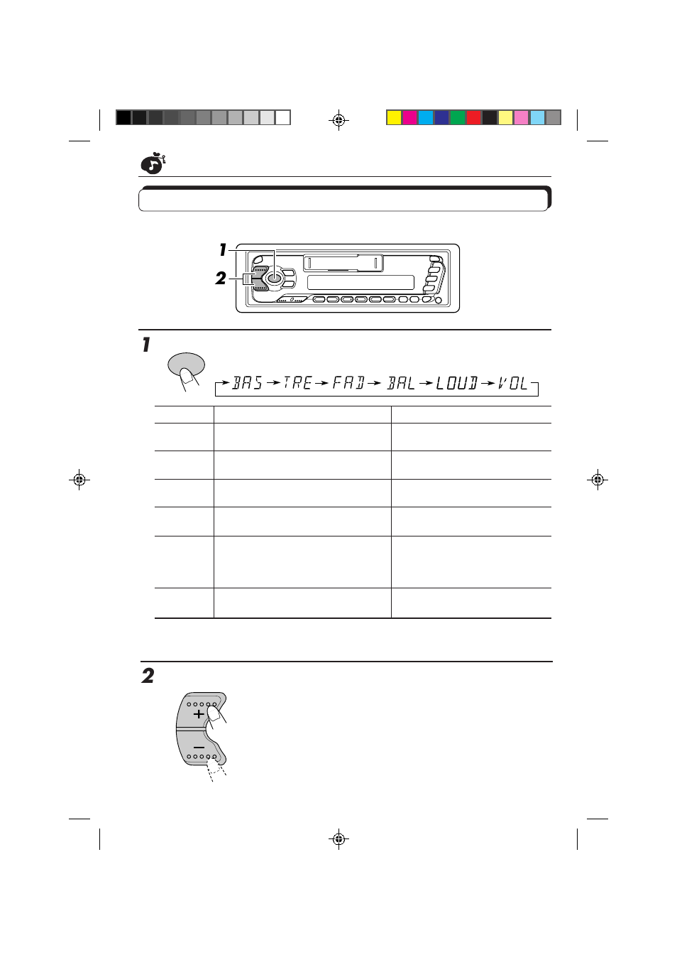 Geluid aanpassen, Pas het niveau aan, Selecteer de functie die u wilt aanpassen | JVC F540R User Manual | Page 110 / 122