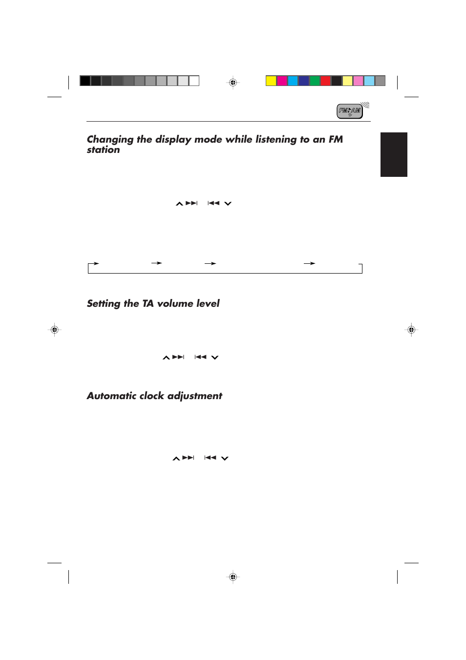 Setting the ta volume level, Automatic clock adjustment | JVC F540R User Manual | Page 15 / 122