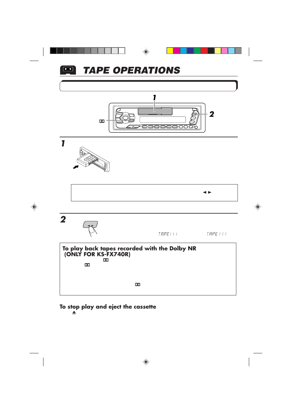 Tape operations, Listening to a tape | JVC F540R User Manual | Page 16 / 122