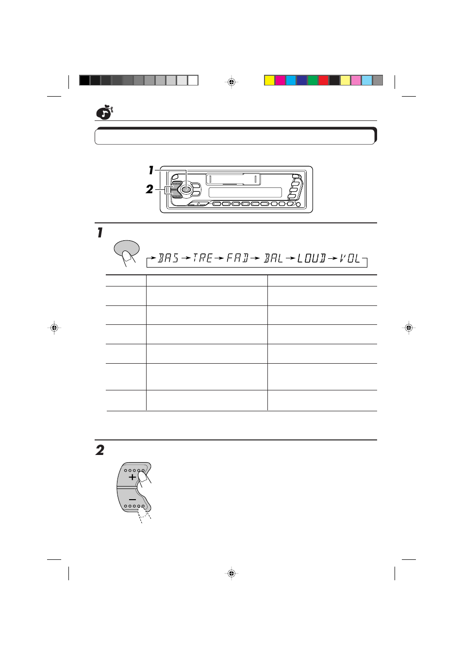 Adjusting the sound, Select the item you want to adjust, Adjust the level | JVC F540R User Manual | Page 20 / 122