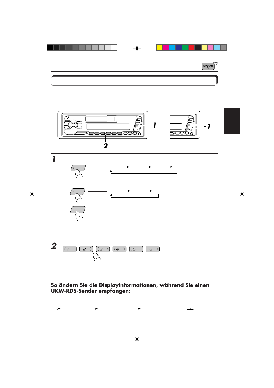 Anwahl eines vorabgestimmten senders | JVC F540R User Manual | Page 37 / 122