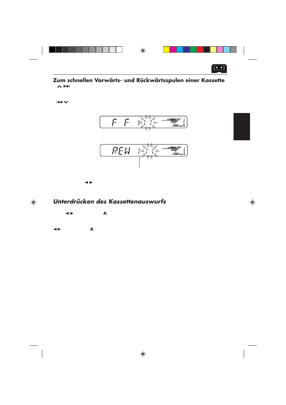 Unterdrücken des kassettenauswurfs | JVC F540R User Manual | Page 47 / 122