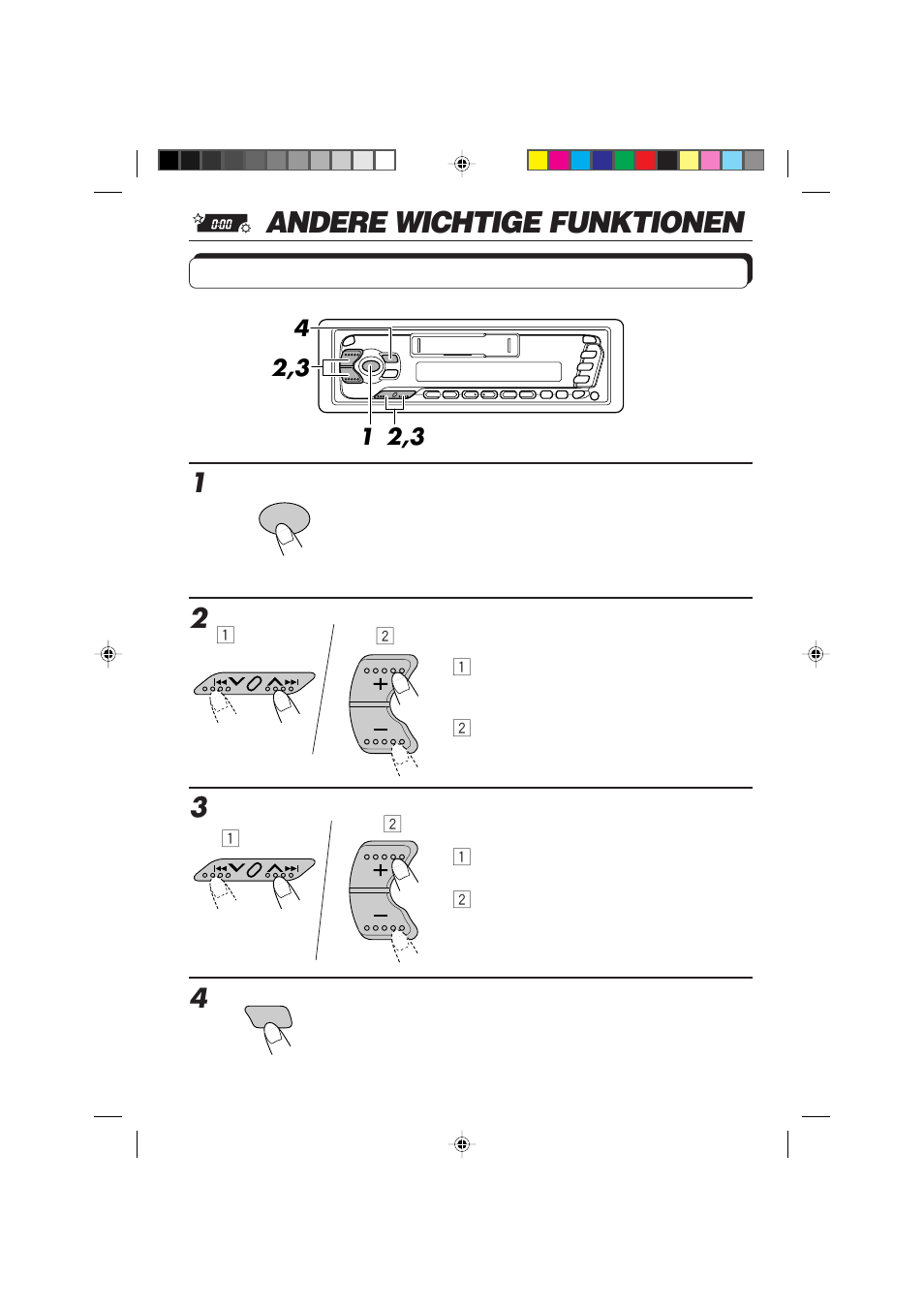 Andere wichtige funktionen, Stellen der uhr | JVC F540R User Manual | Page 52 / 122