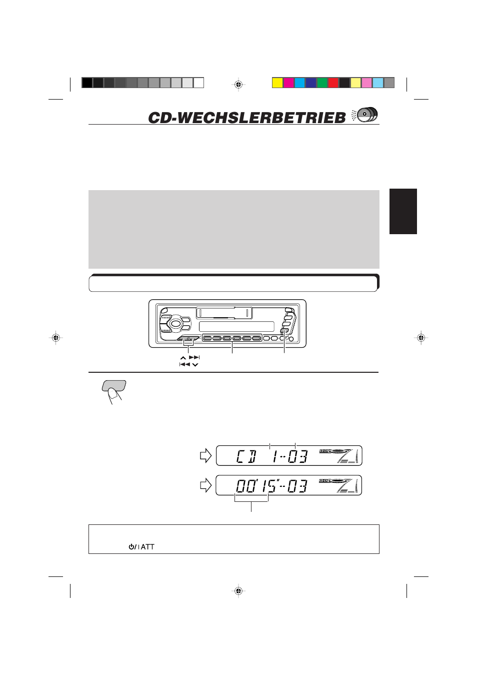 Cd-wechslerbetrieb, Abspielen der cds, Den automatischen cd-wechsler wählen | JVC F540R User Manual | Page 57 / 122