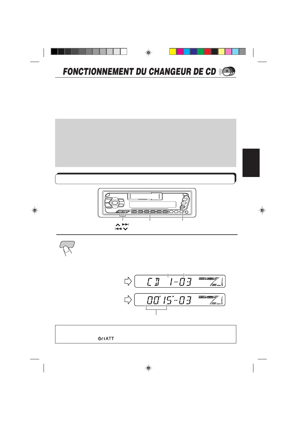Fonctionnement du changeur de cd, Lecture de cd, Choisissez le changeur automatique de cd | JVC F540R User Manual | Page 87 / 122