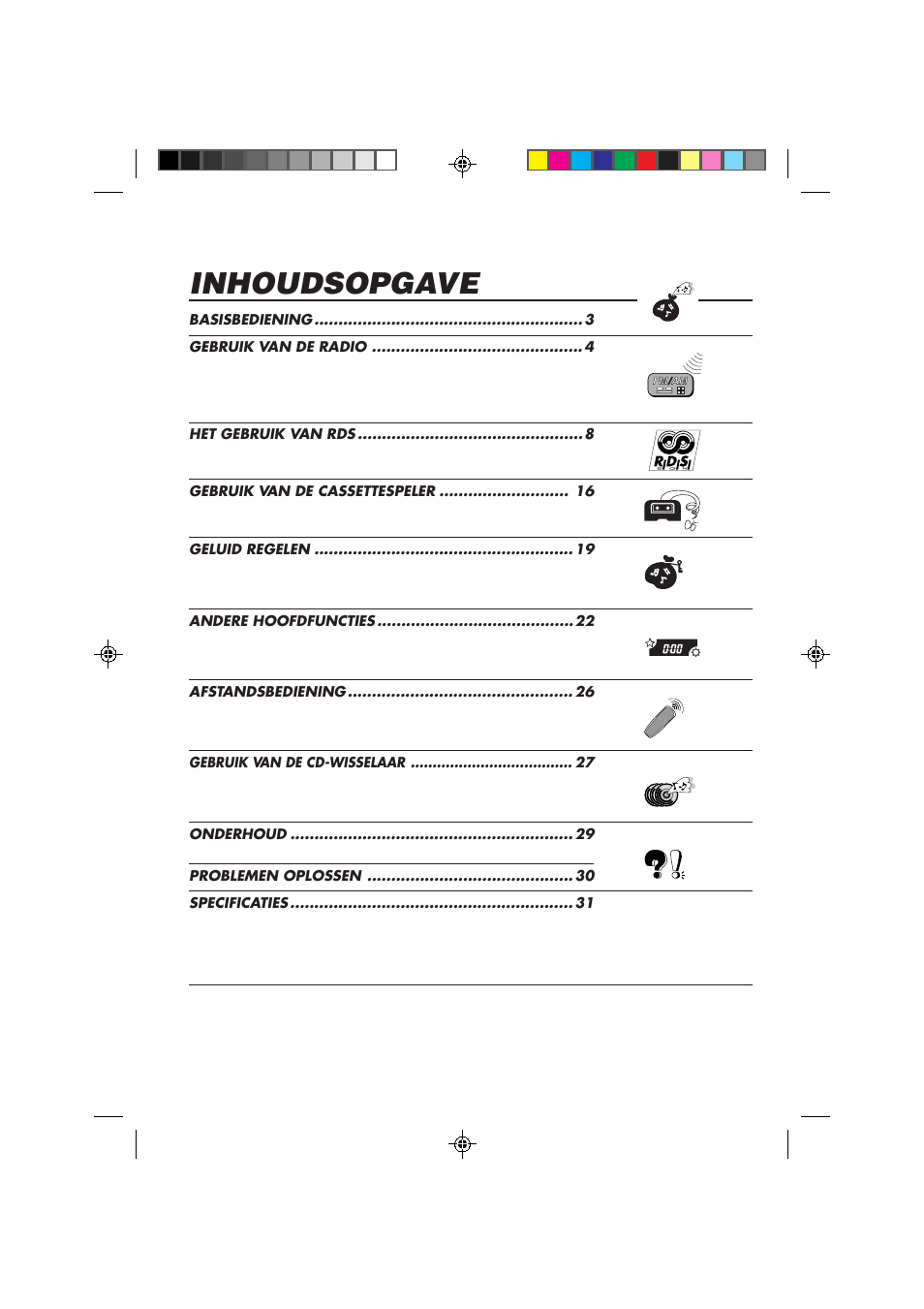 Inhoudsopgave | JVC F540R User Manual | Page 92 / 122