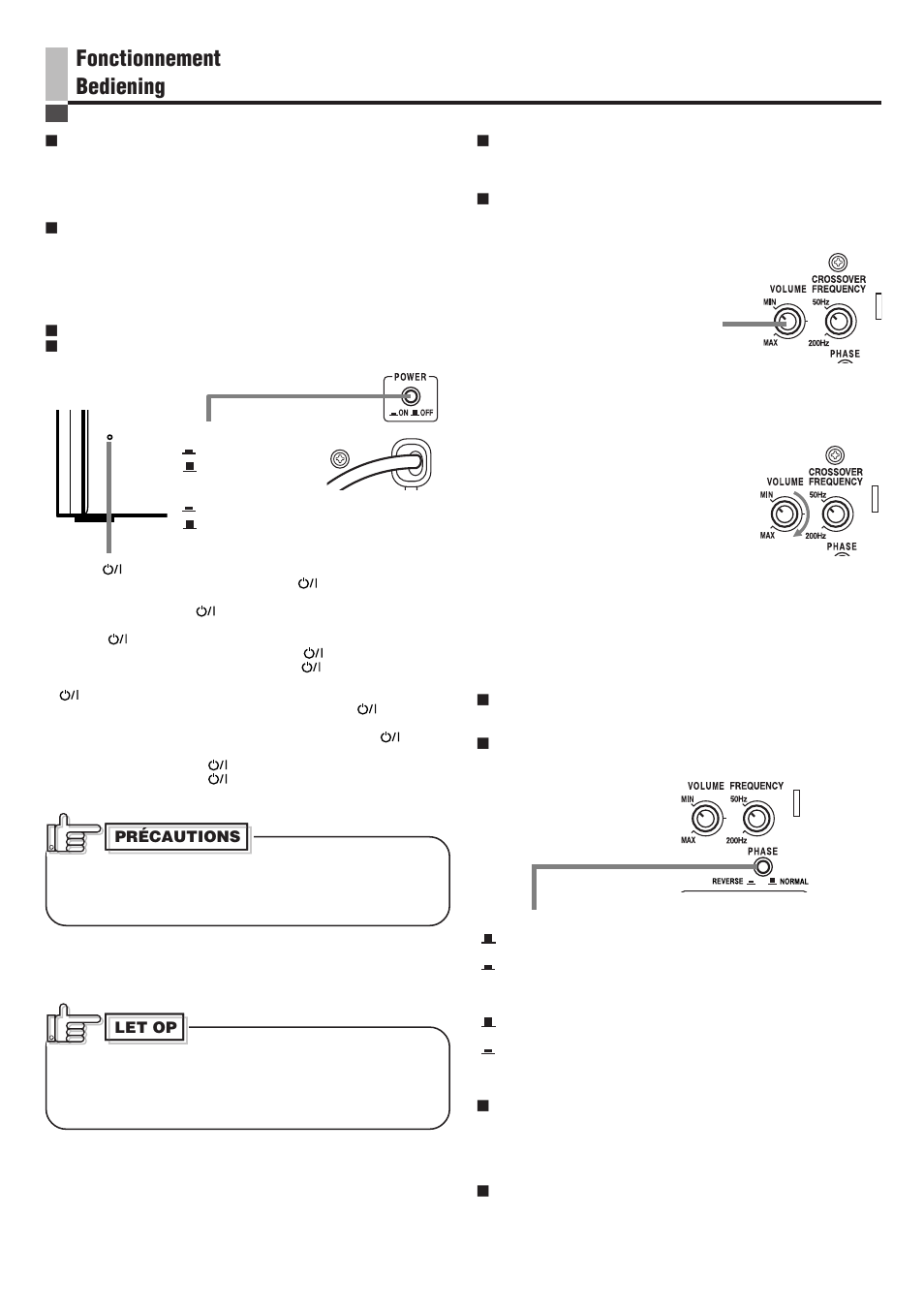 Fonctionnement, Fonctionnement bediening | JVC SP-PW100 User Manual | Page 18 / 40
