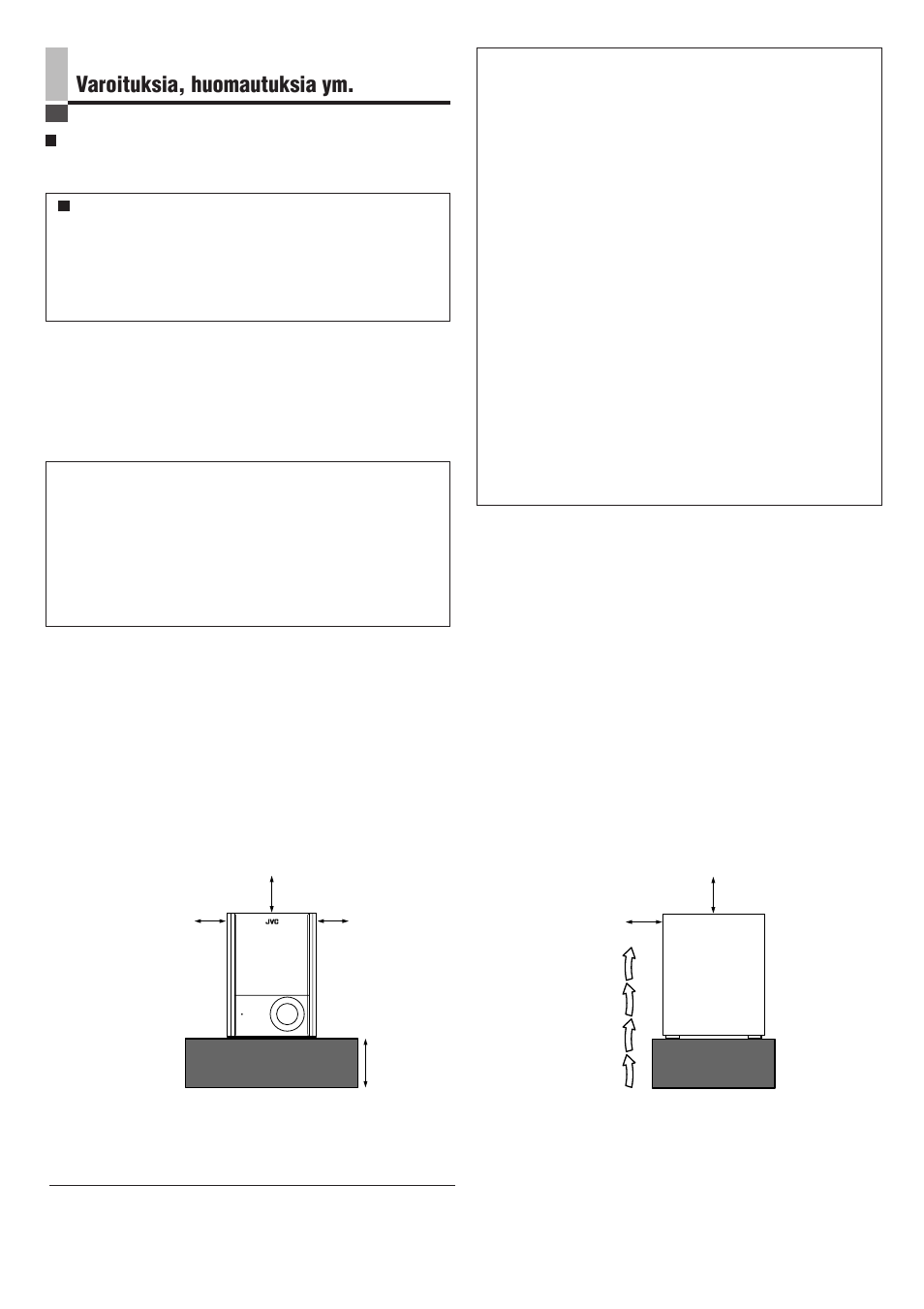 Varoituksia, huomautuksia ym | JVC SP-PW100 User Manual | Page 6 / 40