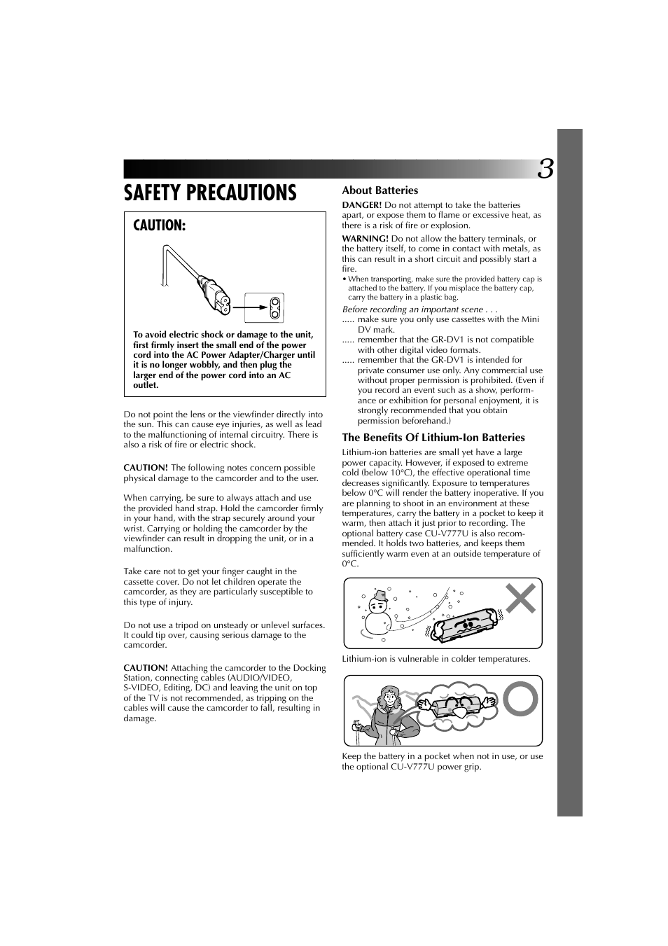 Safety precautions, Caution | JVC YU30052-625-1 User Manual | Page 3 / 72