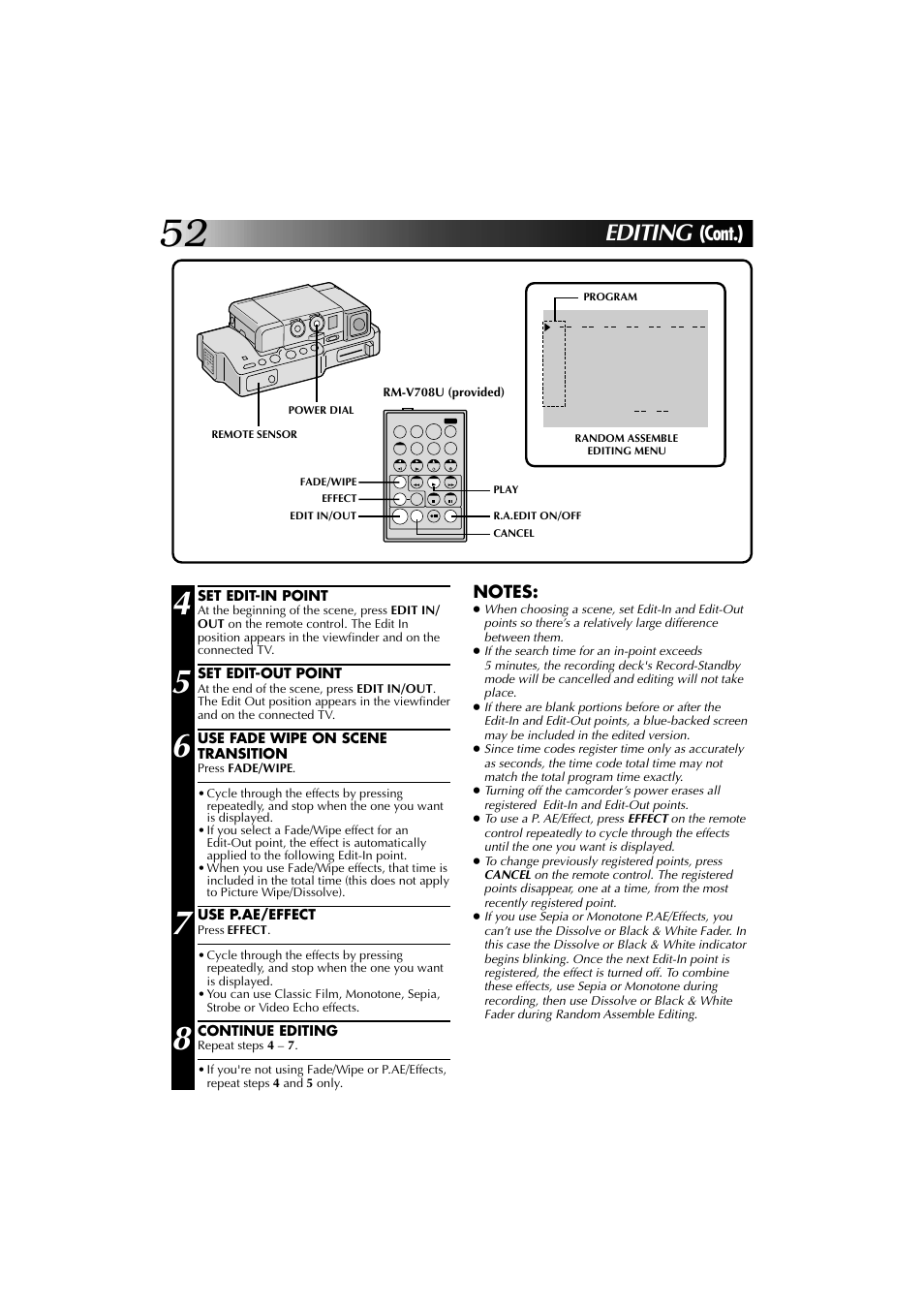 Editing, Cont.) | JVC YU30052-625-1 User Manual | Page 52 / 72