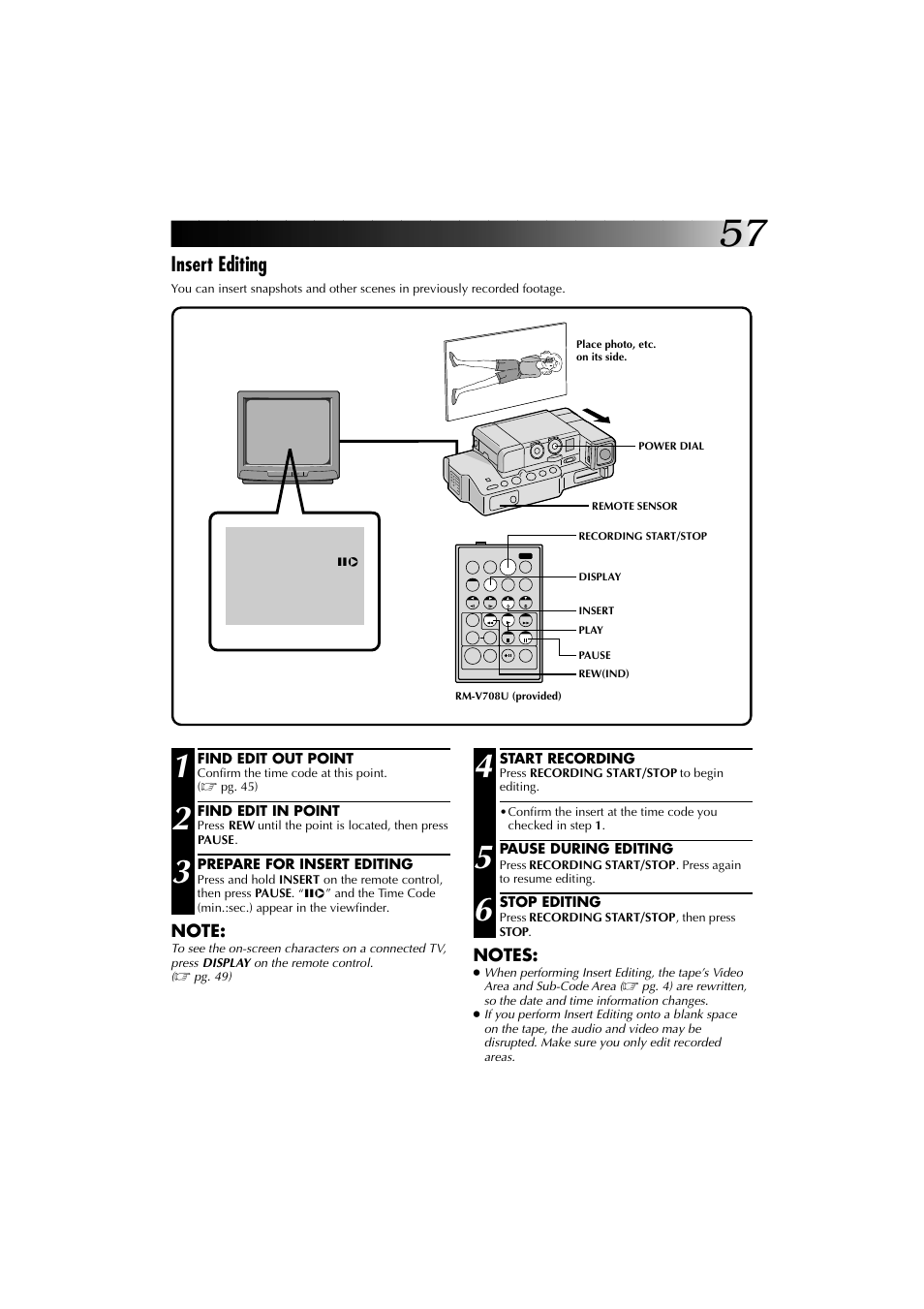 Insert editing | JVC YU30052-625-1 User Manual | Page 57 / 72