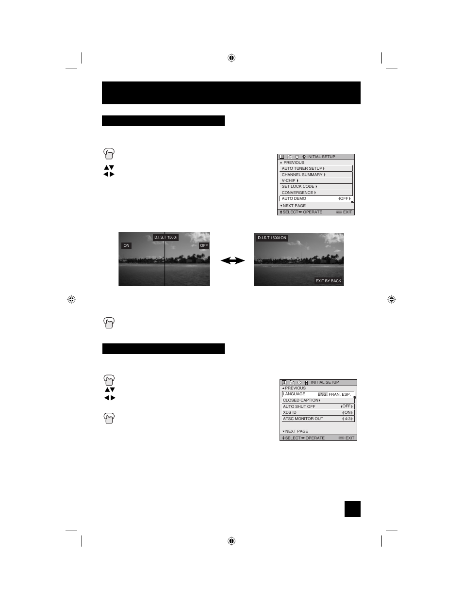 Auto demo, Language, Initial setup | JVC AV 56WP94 User Manual | Page 43 / 88