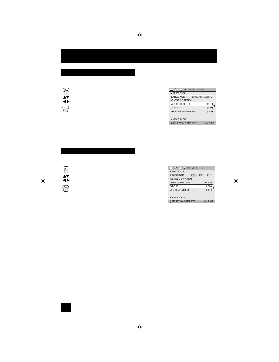 Auto shut off, Xds id, Initial setup | JVC AV 56WP94 User Manual | Page 46 / 88