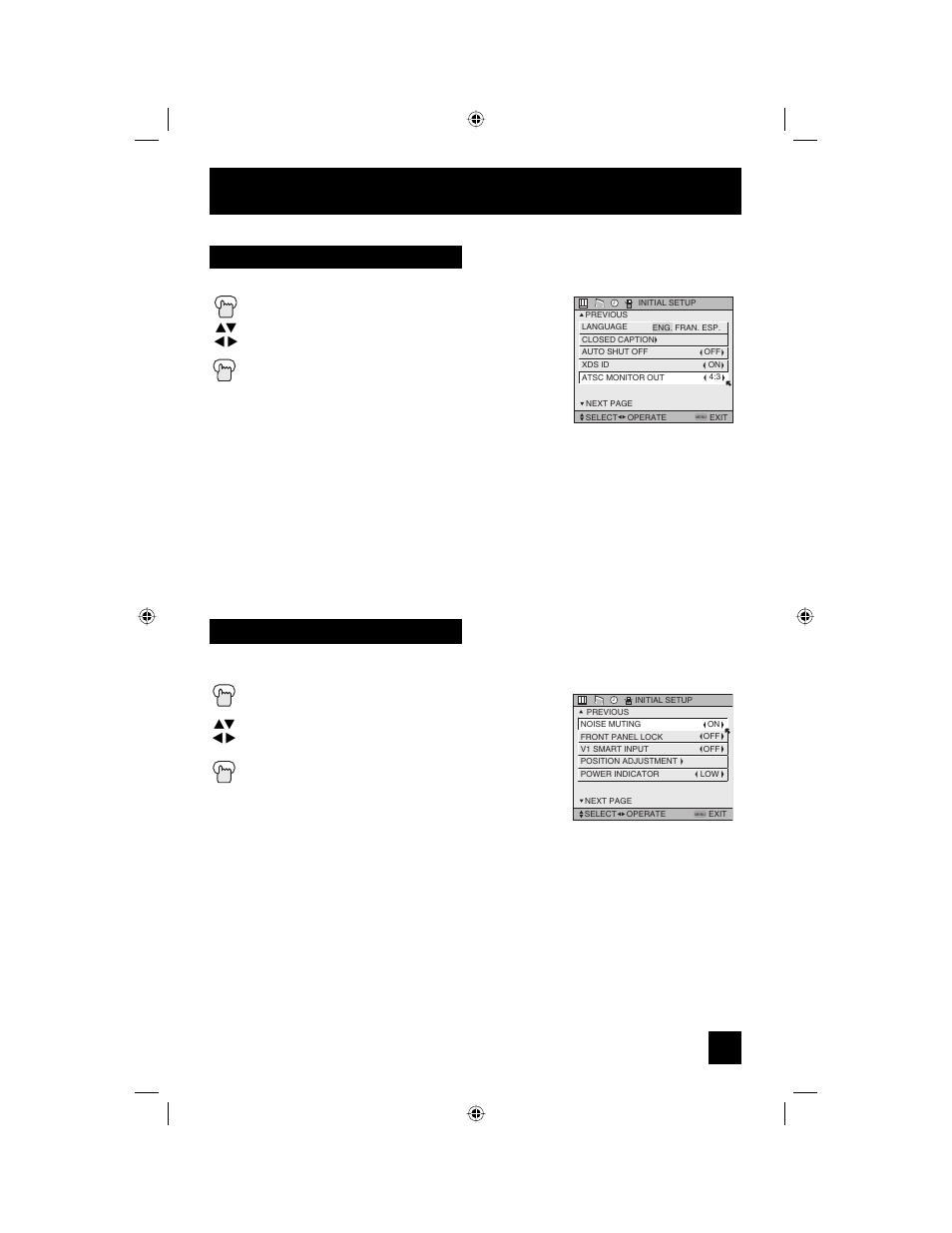 Atsc monitor out, Noise muting, Initial setup | Noise muting atsc monitor out | JVC AV 56WP94 User Manual | Page 47 / 88