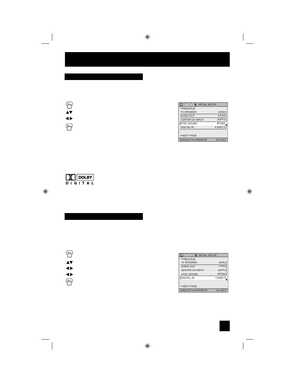 Atsc sound, Digital-in, Initial setup | JVC AV 56WP94 User Manual | Page 51 / 88