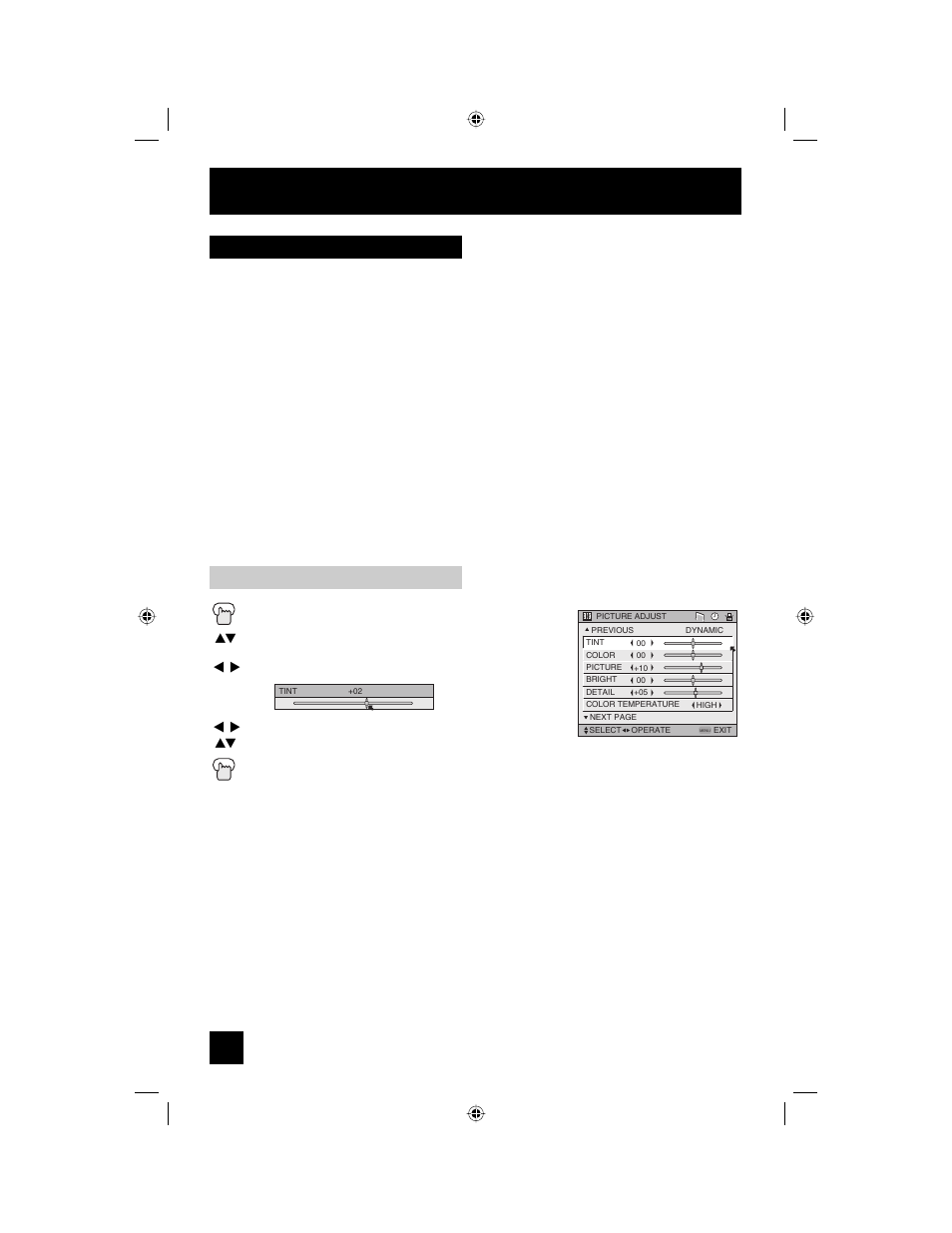 Picture adjust, Picture settings, Picture settings adjust the picture settings | JVC AV 56WP94 User Manual | Page 52 / 88