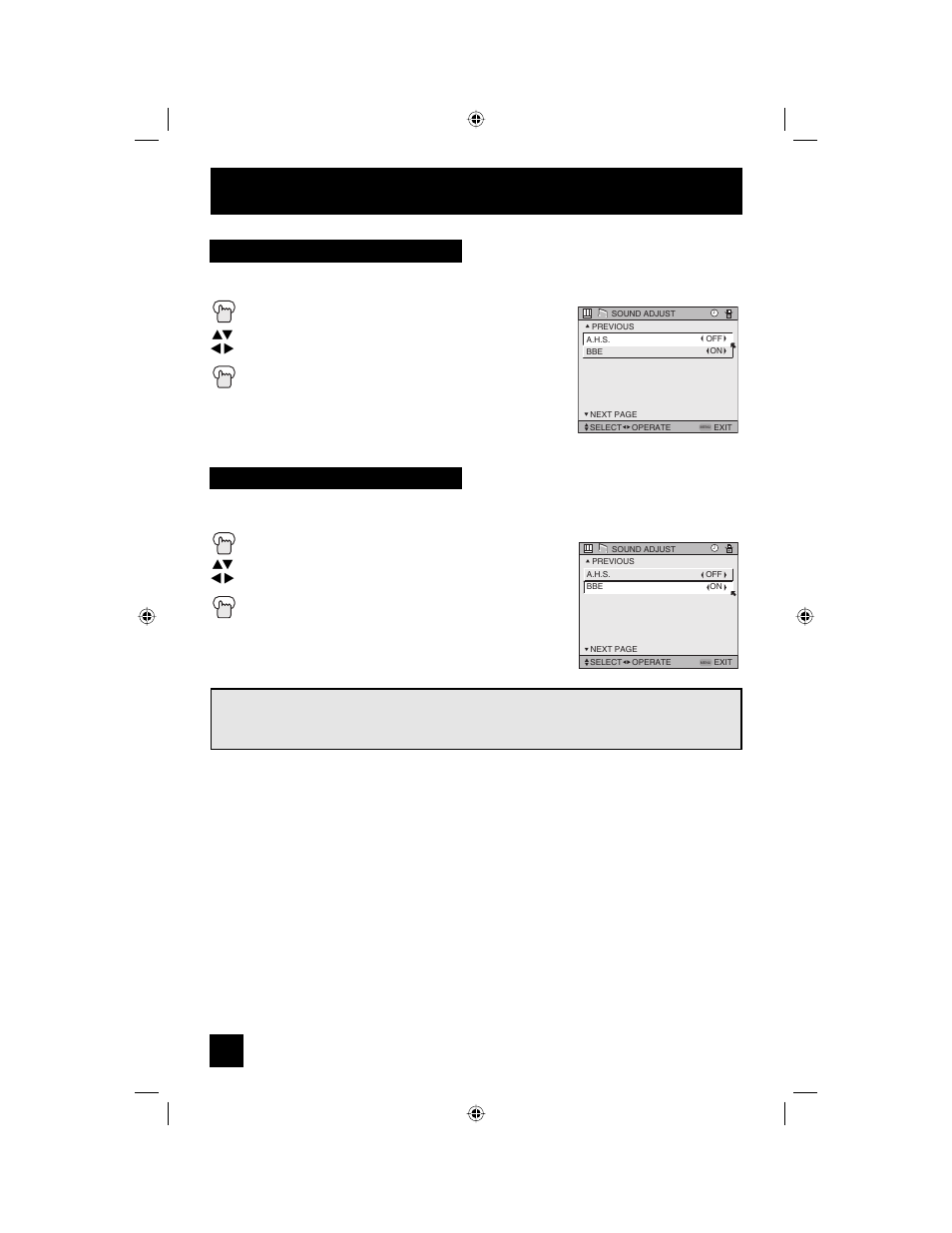 A.h.s, Sound adjust, A.h.s bbe | JVC AV 56WP94 User Manual | Page 56 / 88