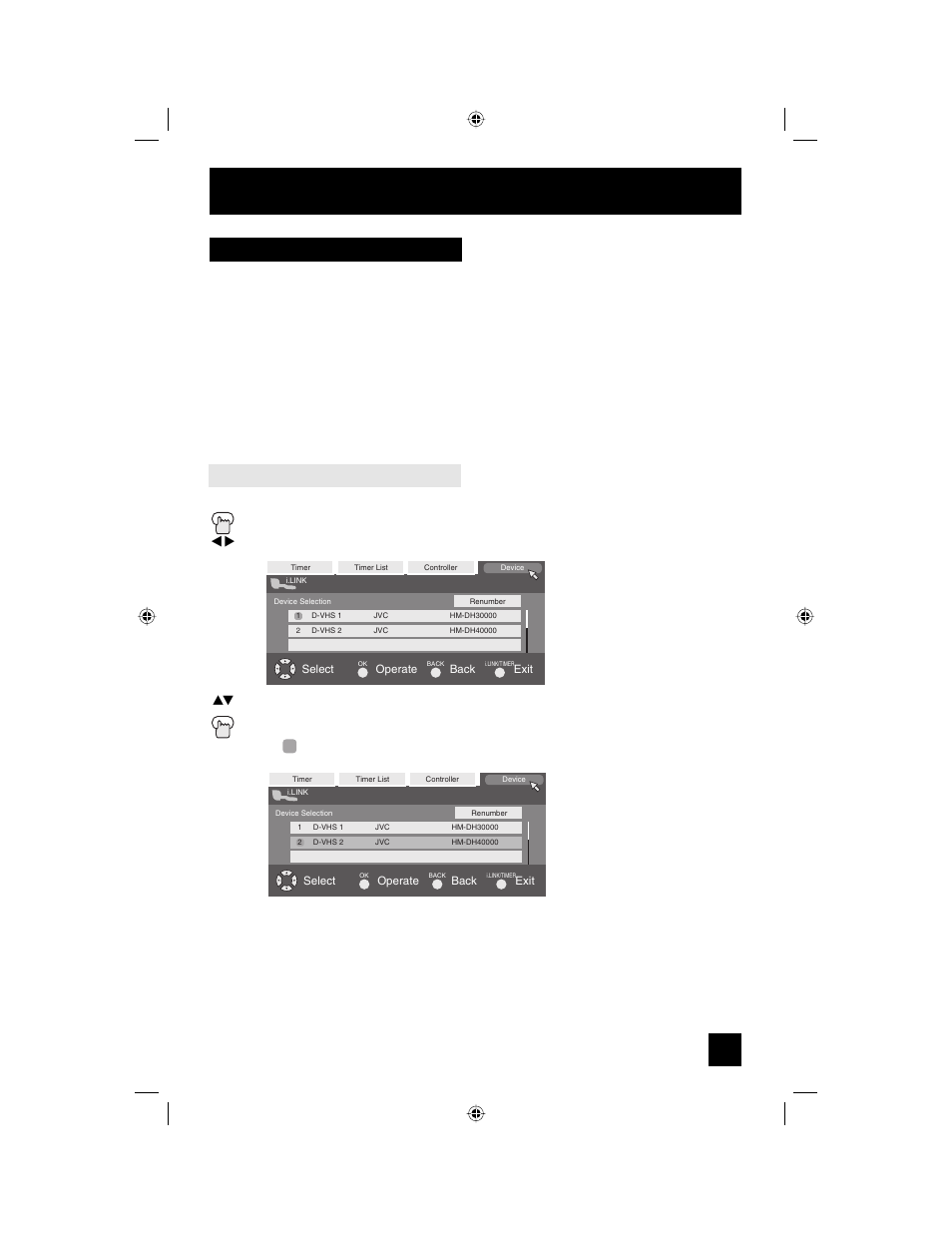 Ilink/timer, Button functions - digital, Device | JVC AV 56WP94 User Manual | Page 69 / 88