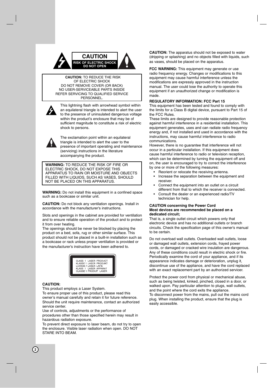 Caution | JVC LVT2008-001B User Manual | Page 2 / 28
