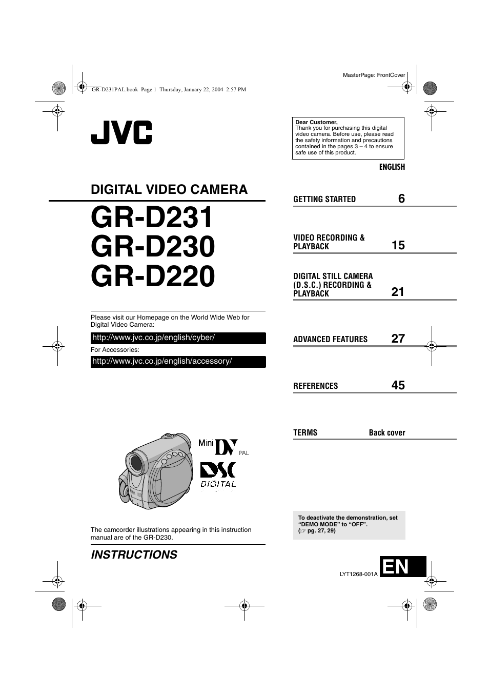 JVC GR-D220  EN User Manual | 52 pages