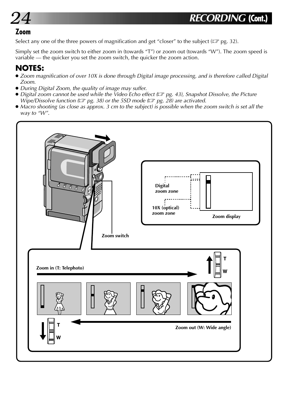 Recording, Cont.), Zoom | JVC 0797TOV*UN*SN User Manual | Page 24 / 84