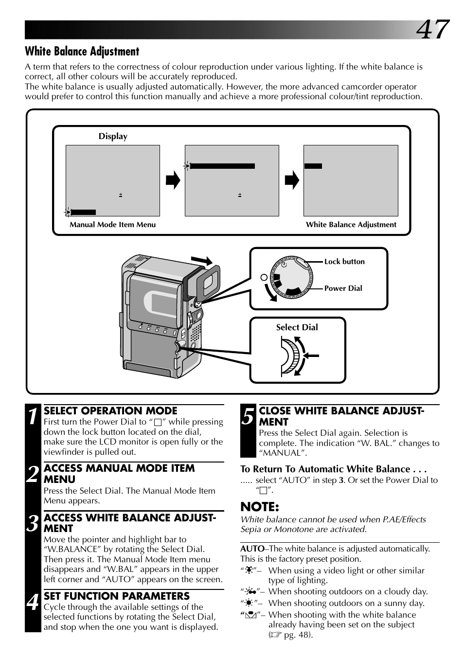 White balance adjustment | JVC 0797TOV*UN*SN User Manual | Page 47 / 84